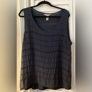 Banana Republic Women’s Dark Blue Tank Top w Rows of Dark Blue Beads Size XL